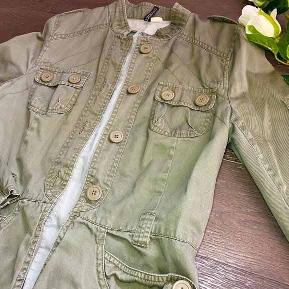 Olive Army Green Spring Jacquet Jacket - Picture 2 of 6